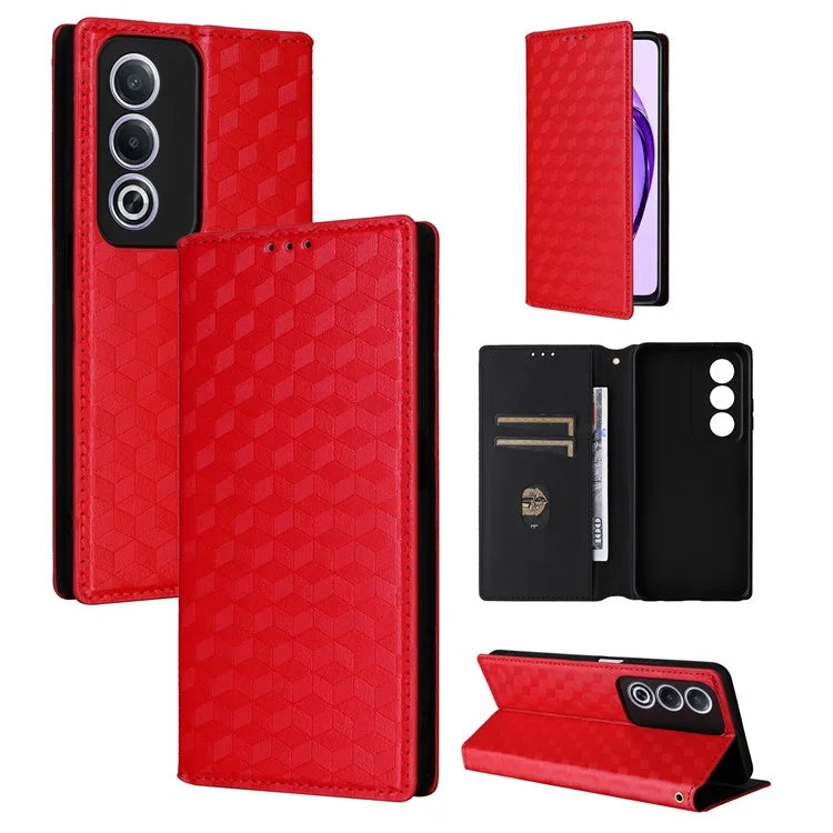 For Oppo A80 5G / A3 Pro (Global) 5G / K12x 5G (India) / A3x 5G (China) Case Leather Wallet Phone Cover Rhombus Imprinted