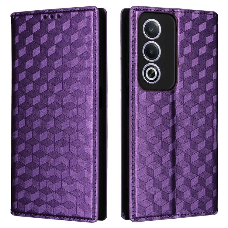 For Oppo A80 5G / A3 Pro (Global) 5G / K12x 5G (India) / A3x 5G (China) Case Leather Wallet Phone Cover Rhombus Imprinted