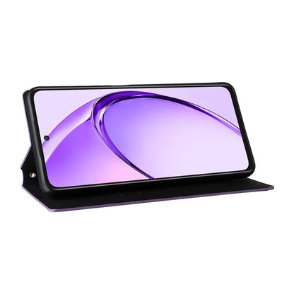 For Oppo A80 5G / A3 Pro (Global) 5G / K12x 5G (India) / A3x 5G (China) Case Leather Wallet Phone Cover Rhombus Imprinted