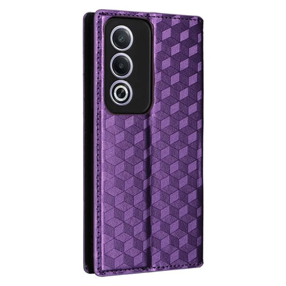 For Oppo A80 5G / A3 Pro (Global) 5G / K12x 5G (India) / A3x 5G (China) Case Leather Wallet Phone Cover Rhombus Imprinted