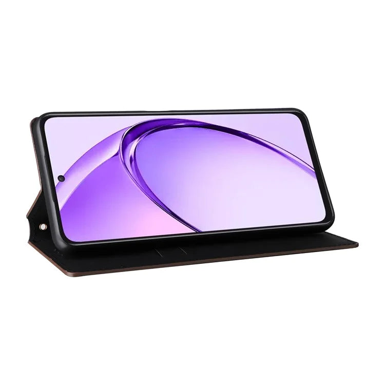 For Oppo A80 5G / A3 Pro (Global) 5G / K12x 5G (India) / A3x 5G (China) Case Leather Wallet Phone Cover Rhombus Imprinted