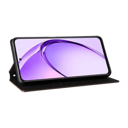 For Oppo A80 5G / A3 Pro (Global) 5G / K12x 5G (India) / A3x 5G (China) Case Leather Wallet Phone Cover Rhombus Imprinted