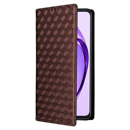 For Oppo A80 5G / A3 Pro (Global) 5G / K12x 5G (India) / A3x 5G (China) Case Leather Wallet Phone Cover Rhombus Imprinted