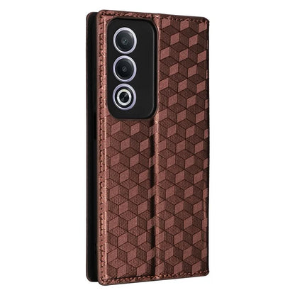 For Oppo A80 5G / A3 Pro (Global) 5G / K12x 5G (India) / A3x 5G (China) Case Leather Wallet Phone Cover Rhombus Imprinted