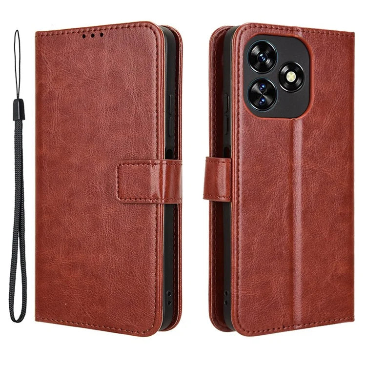 For Oukitel C51 Leather Phone Case Wallet Crazy Horse Texture