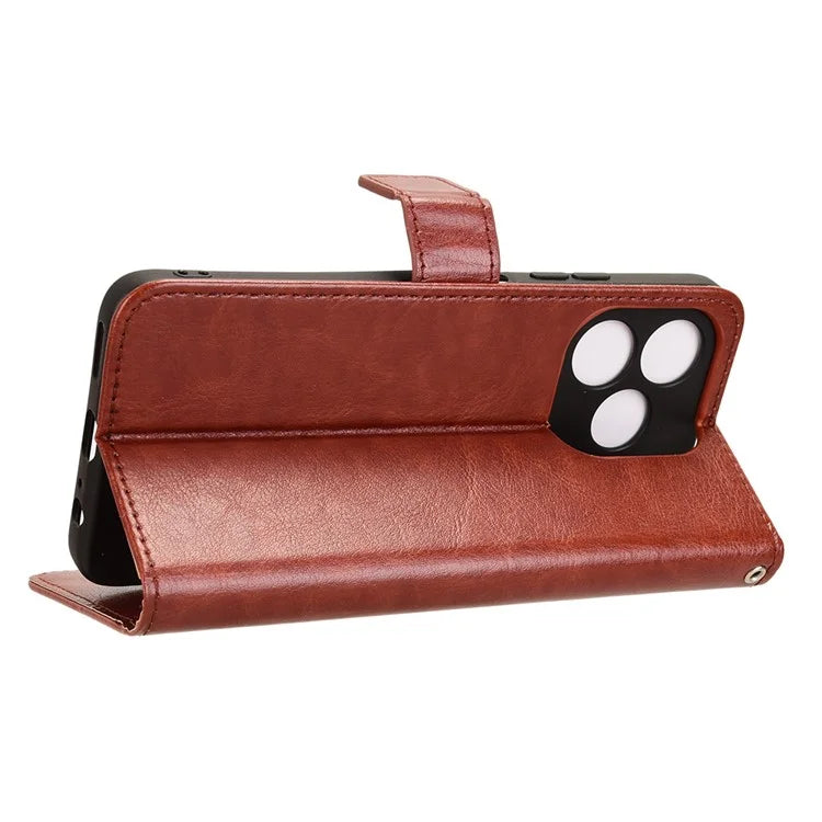 For Oukitel C51 Leather Phone Case Wallet Crazy Horse Texture
