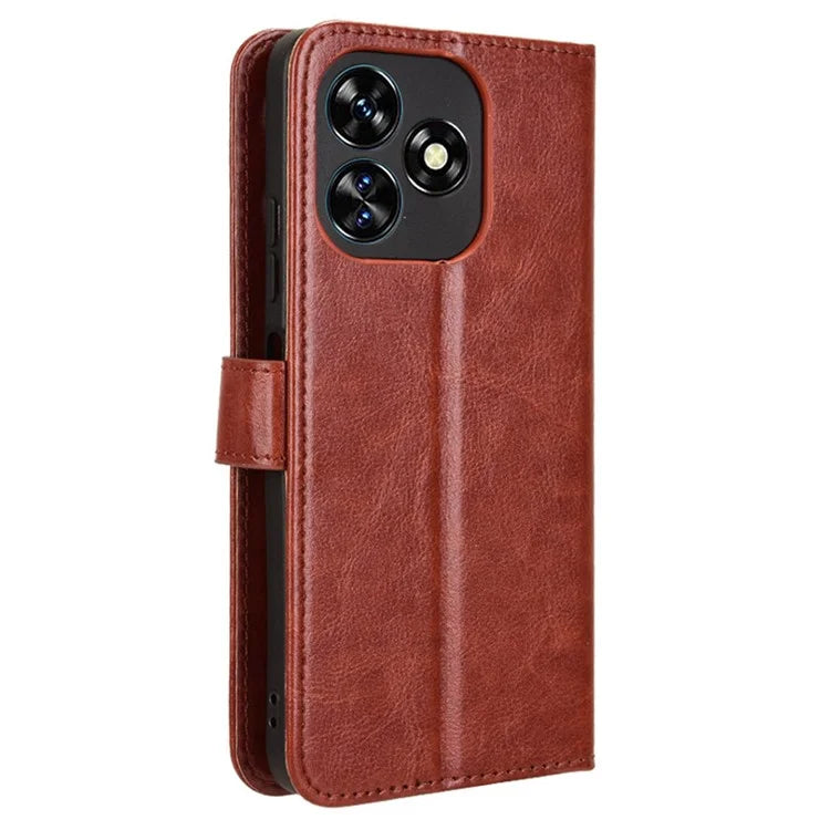For Oukitel C51 Leather Phone Case Wallet Crazy Horse Texture