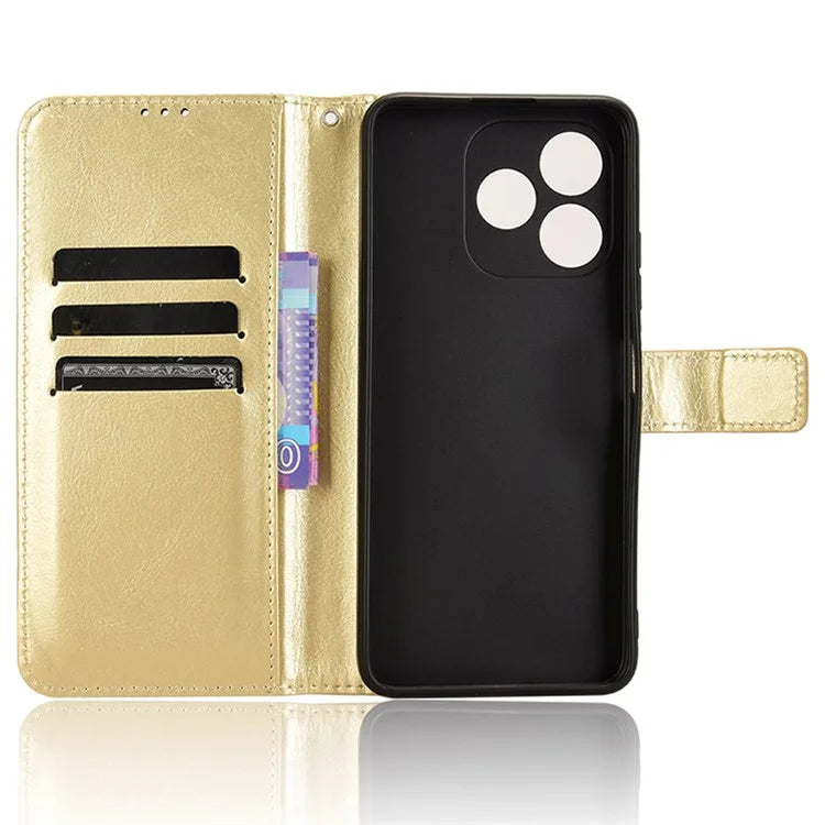 For Oukitel C51 Leather Phone Case Wallet Crazy Horse Texture