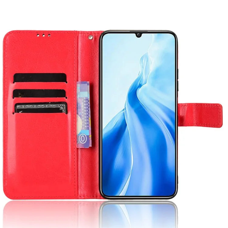 For Oukitel C51 Leather Phone Case Wallet Crazy Horse Texture