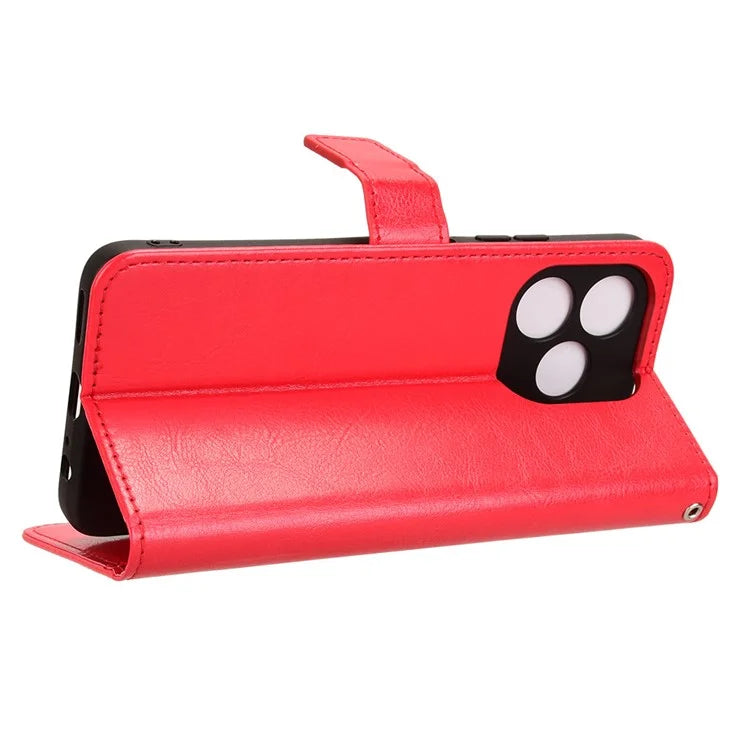 For Oukitel C51 Leather Phone Case Wallet Crazy Horse Texture