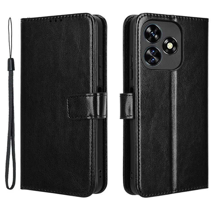 For Oukitel C51 Leather Phone Case Wallet Crazy Horse Texture