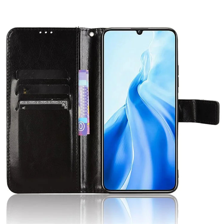 For Oukitel C51 Leather Phone Case Wallet Crazy Horse Texture