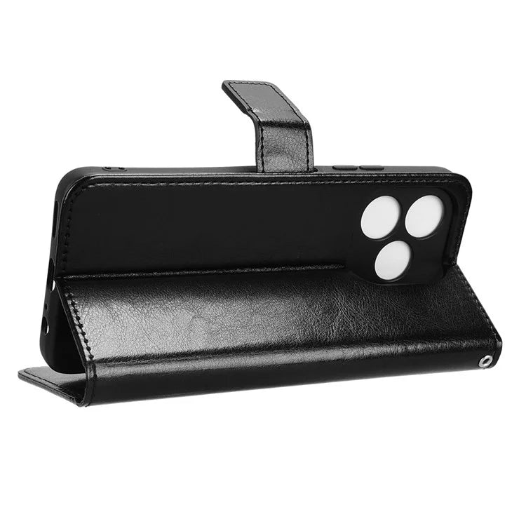 For Oukitel C51 Leather Phone Case Wallet Crazy Horse Texture