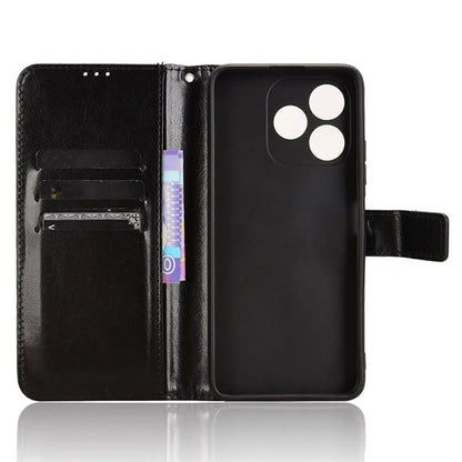 For Oukitel C51 Leather Phone Case Wallet Crazy Horse Texture