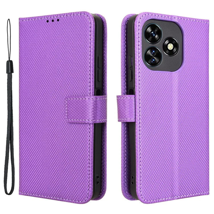 For Oukitel C51 Case PU Leather Diamond Texture Protective Phone Cover