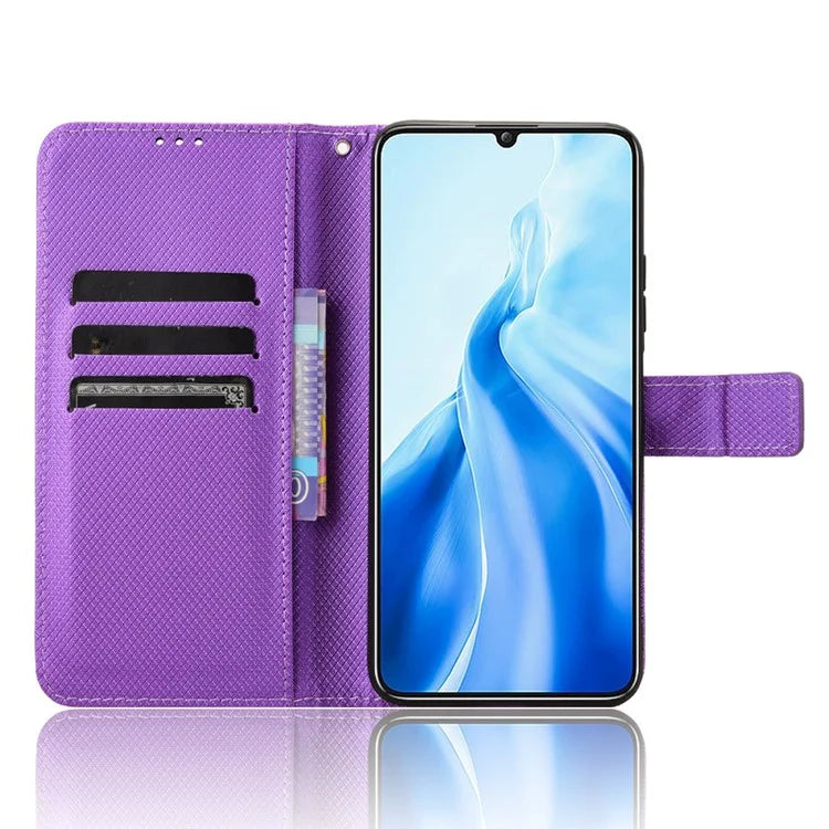 For Oukitel C51 Case PU Leather Diamond Texture Protective Phone Cover