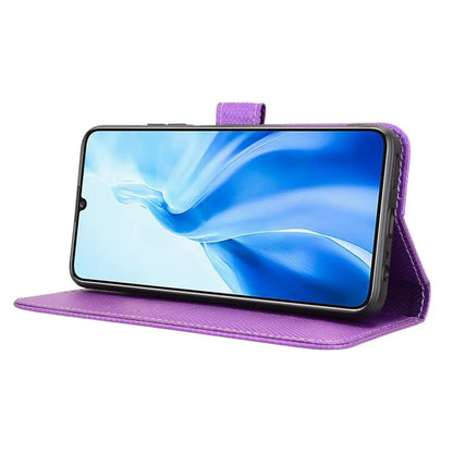 For Oukitel C51 Case PU Leather Diamond Texture Protective Phone Cover