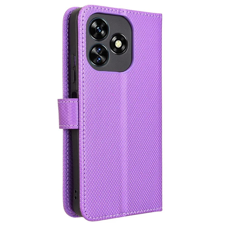 For Oukitel C51 Case PU Leather Diamond Texture Protective Phone Cover