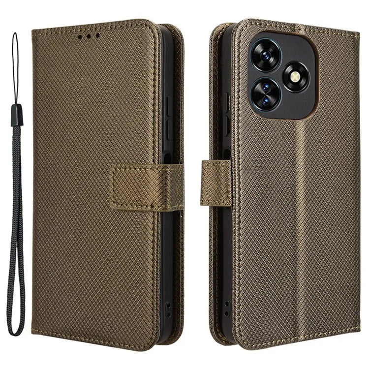 For Oukitel C51 Case PU Leather Diamond Texture Protective Phone Cover