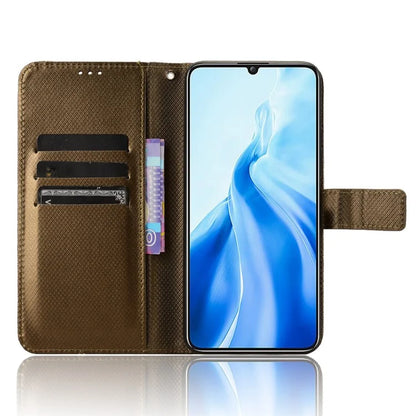 For Oukitel C51 Case PU Leather Diamond Texture Protective Phone Cover