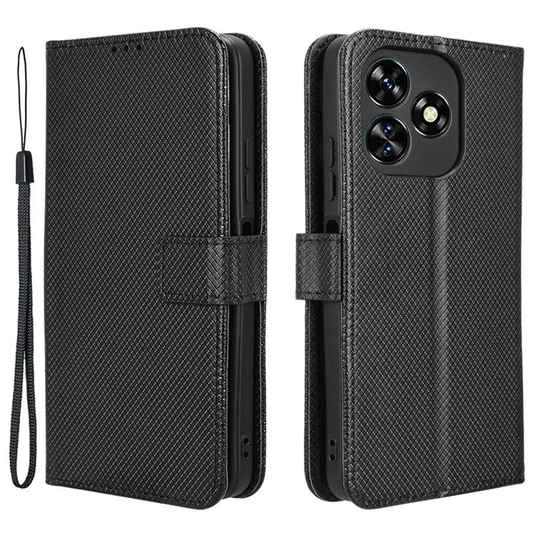 For Oukitel C51 Case PU Leather Diamond Texture Protective Phone Cover