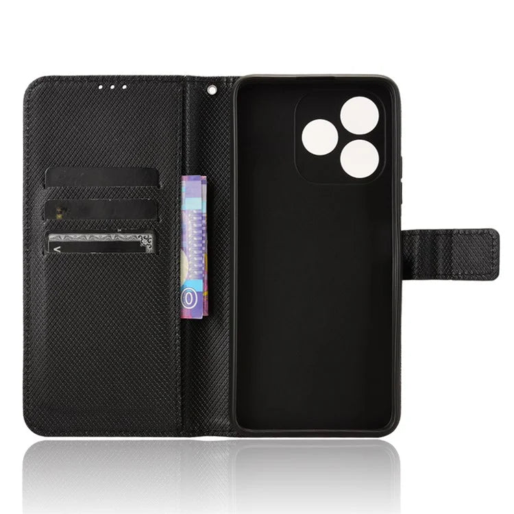 For Oukitel C51 Case PU Leather Diamond Texture Protective Phone Cover
