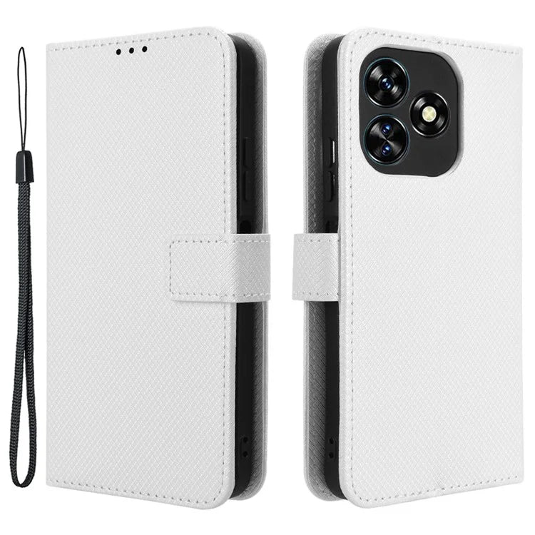 For Oukitel C51 Case PU Leather Diamond Texture Protective Phone Cover