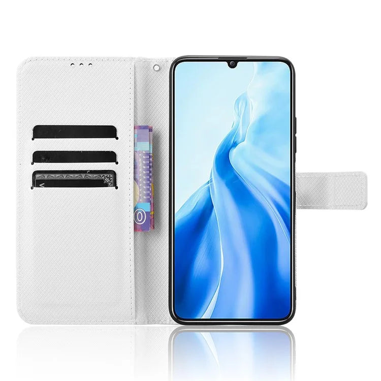 For Oukitel C51 Case PU Leather Diamond Texture Protective Phone Cover