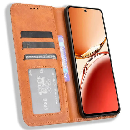 For OPPO Reno12 F 5G / Oppo F27 5G Case Retro PU Leather Wallet Phone Cover Stand