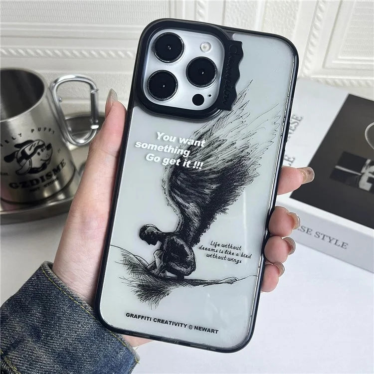 For iPhone 14 Pro Case Cute Pattern PC + TPU Phone Cover Anti-Scratch