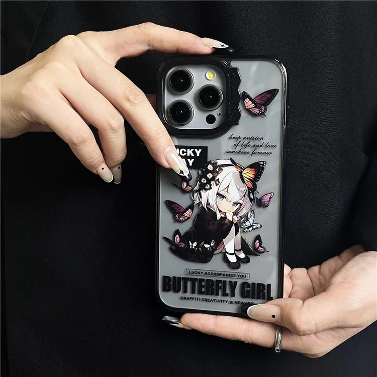 For iPhone 14 Pro Case Cute Pattern PC + TPU Phone Cover Anti-Scratch
