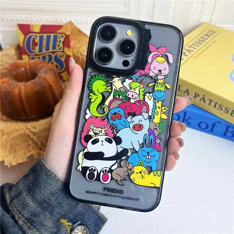 For iPhone 14 Pro Case Cute Pattern PC + TPU Phone Cover Anti-Scratch