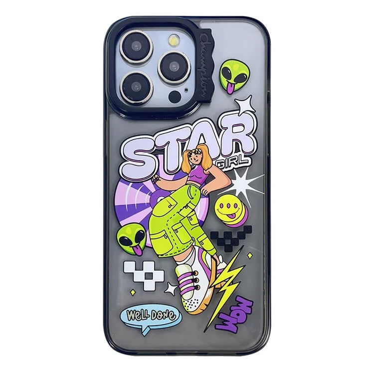 For iPhone 14 Pro Case Cute Pattern PC + TPU Phone Cover Anti-Scratch