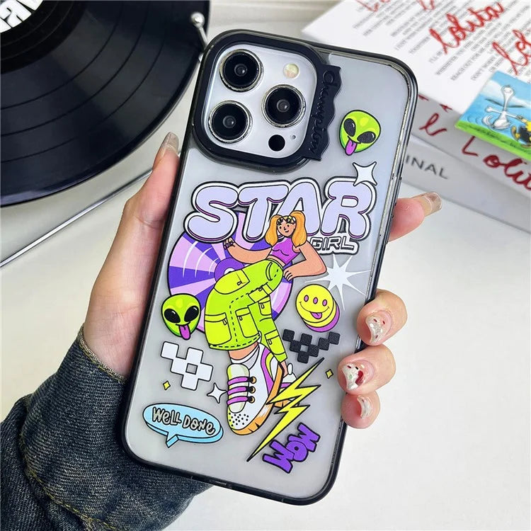 For iPhone 14 Pro Case Cute Pattern PC + TPU Phone Cover Anti-Scratch