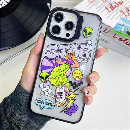 For iPhone 14 Pro Case Cute Pattern PC + TPU Phone Cover Anti-Scratch