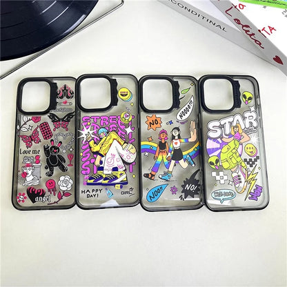 For iPhone 14 Pro Case Cute Pattern PC + TPU Phone Cover Anti-Scratch