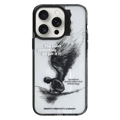 For iPhone 15 Pro Case Wave Lens Frame PC + TPU Pattern Mobile Phone Cover