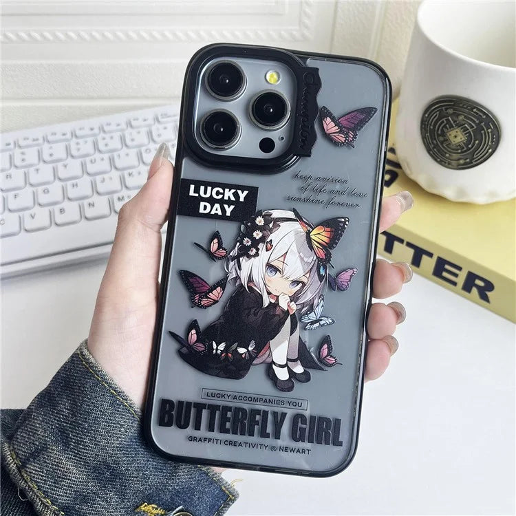 For iPhone 15 Pro Case Wave Lens Frame PC + TPU Pattern Mobile Phone Cover