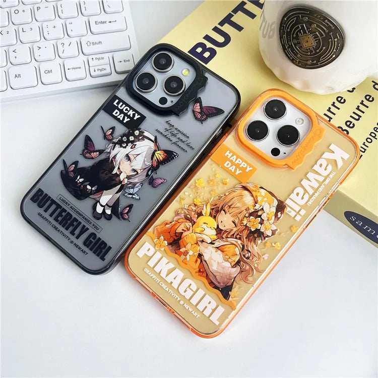 For iPhone 15 Pro Case Wave Lens Frame PC + TPU Pattern Mobile Phone Cover