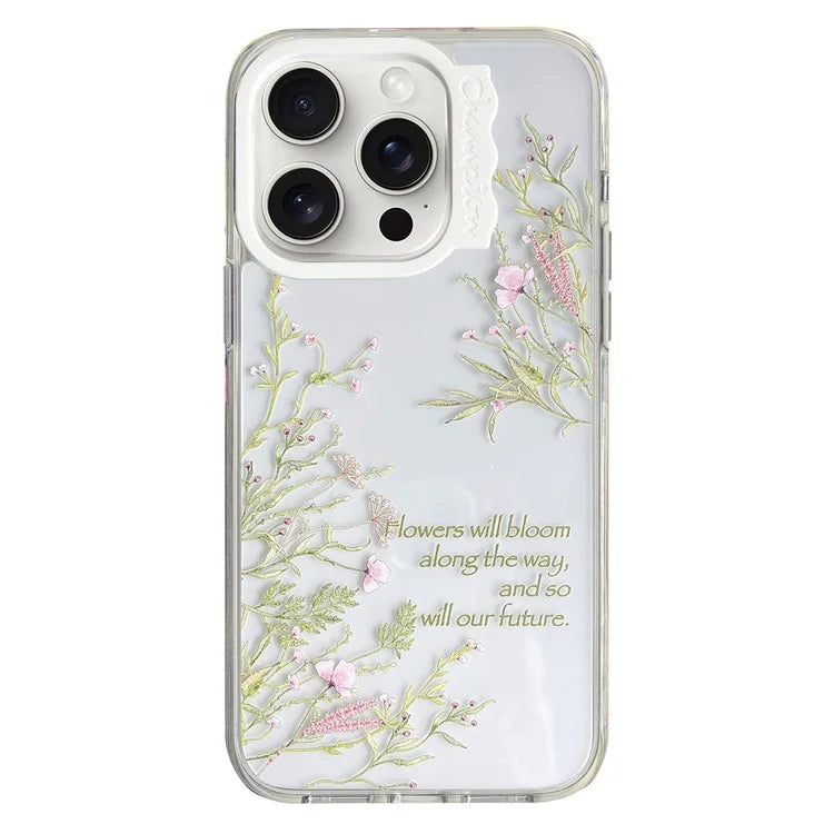 For iPhone 15 Pro Case Wave Lens Frame PC + TPU Pattern Mobile Phone Cover