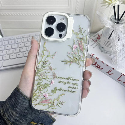 For iPhone 15 Pro Case Wave Lens Frame PC + TPU Pattern Mobile Phone Cover