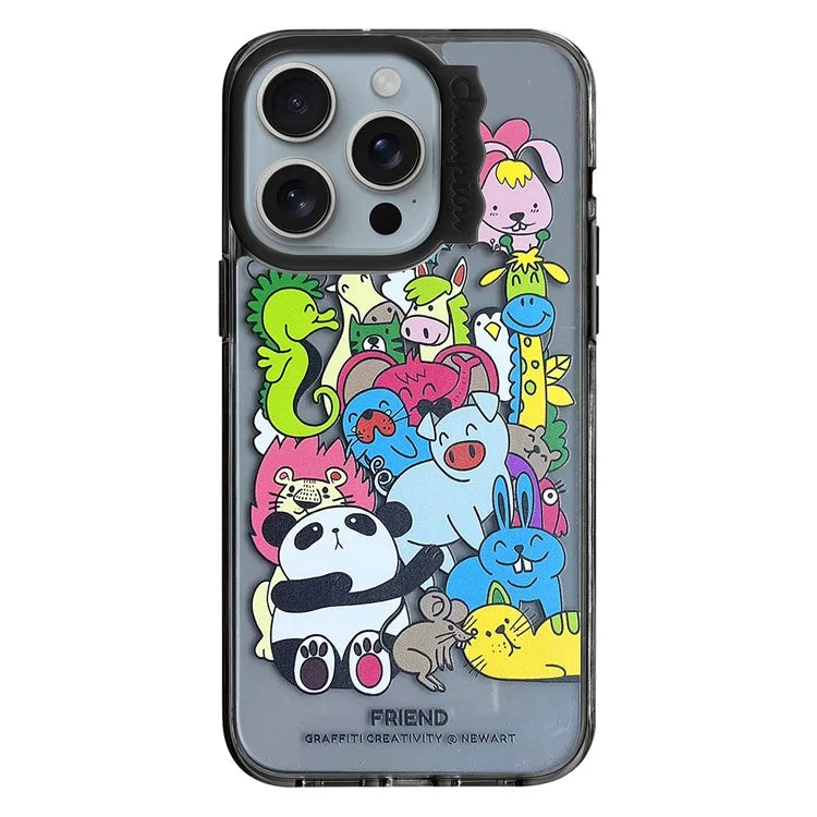 For iPhone 15 Pro Case Wave Lens Frame PC + TPU Pattern Mobile Phone Cover