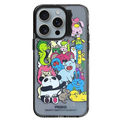 For iPhone 15 Pro Case Wave Lens Frame PC + TPU Pattern Mobile Phone Cover
