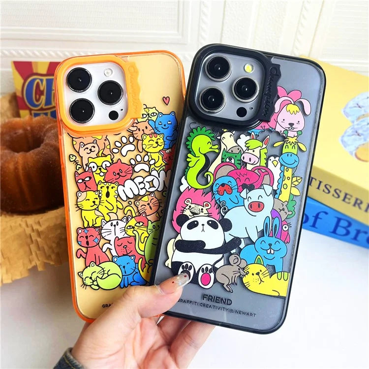 For iPhone 15 Pro Case Wave Lens Frame PC + TPU Pattern Mobile Phone Cover