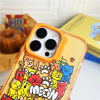 For iPhone 15 Pro Case Wave Lens Frame PC + TPU Pattern Mobile Phone Cover