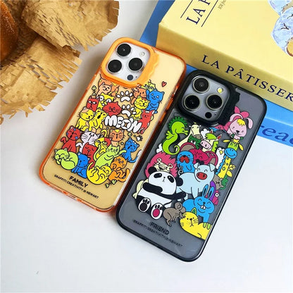 For iPhone 15 Pro Case Wave Lens Frame PC + TPU Pattern Mobile Phone Cover