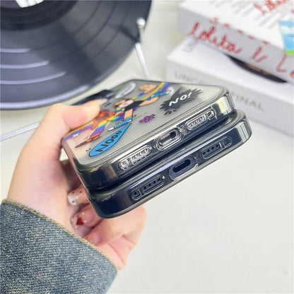 For iPhone 15 Pro Case Wave Lens Frame PC + TPU Pattern Mobile Phone Cover