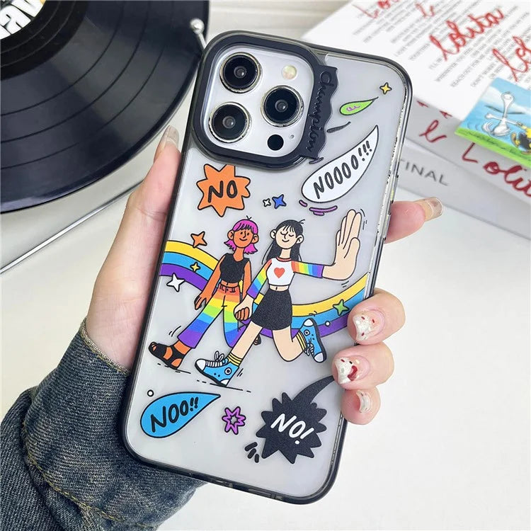 For iPhone 15 Pro Case Wave Lens Frame PC + TPU Pattern Mobile Phone Cover