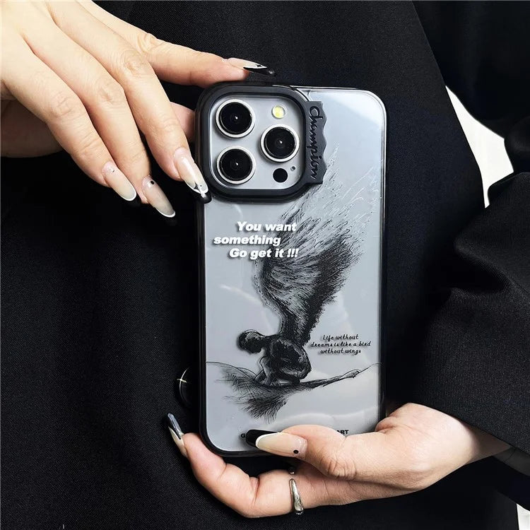 For iPhone 15 Pro Max Case PC + TPU Pattern Printing Phone Cover Scratch-Resistant