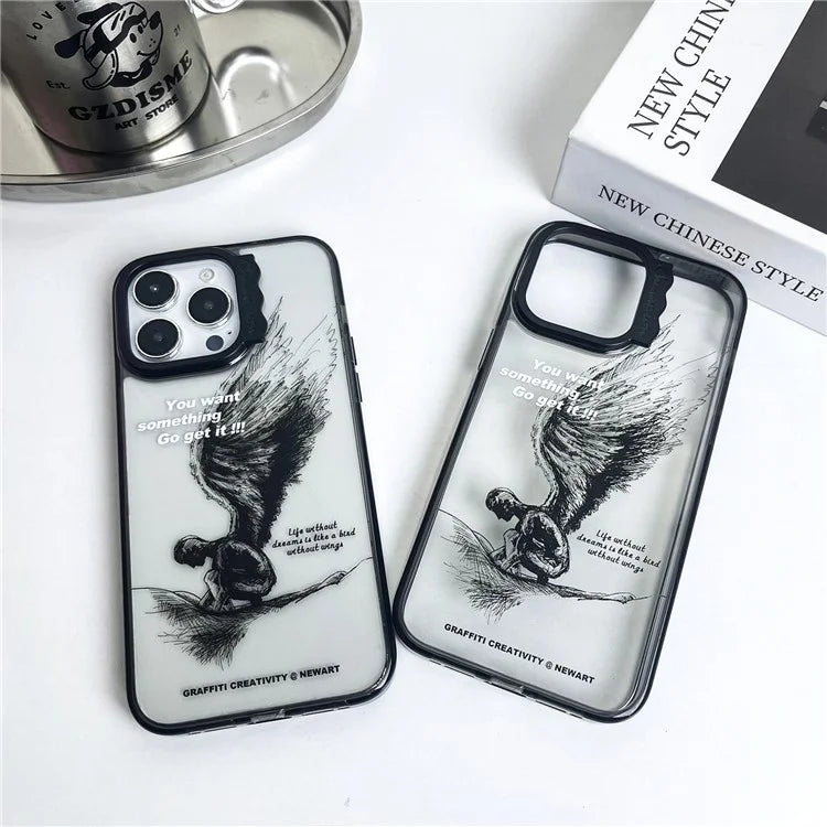 For iPhone 15 Pro Max Case PC + TPU Pattern Printing Phone Cover Scratch-Resistant